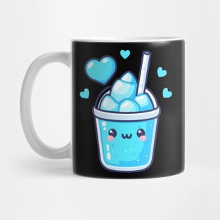 Cute Kawaii Blue Lagoon Cocktail Drink with Ice and Hearts | Cute Kawaii Design Mug